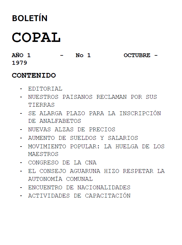 Boletín Copal No. 1
